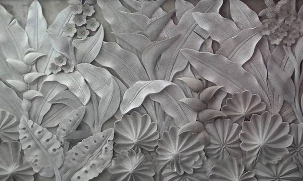 tranh hoa lá đúc composite