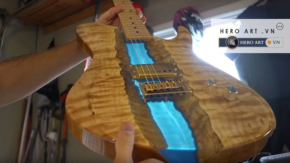 đàn guitar bằng gỗ keo epoxy