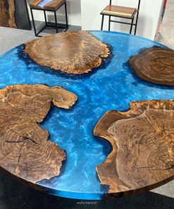 bàn gỗ me tây đổ keo epoxy
